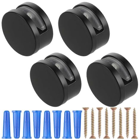 Lot de 4 fixations pour miroir sans cadre, clips réglables, noir