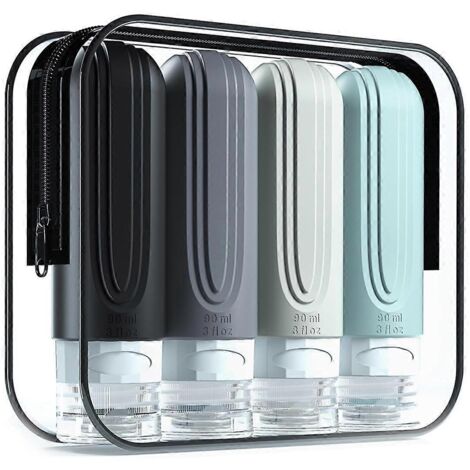 Lot de 4 flacons de voyage pour articles de toilette