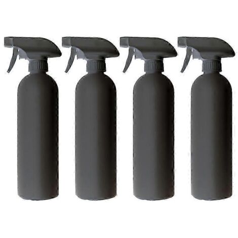 Lot de 4 flacons pulvérisateurs vides en plastique de 500 ml, distributeur portable, grand flacon pulvérisateur pour le nettoyage de la voiture et l'arrosage des fleurs (noir)