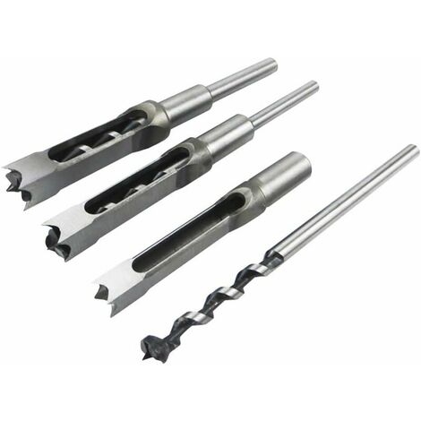 Lot de 4 forets carrés pour le travail du bois, forets à fraiser pour ciseau à bois HSS