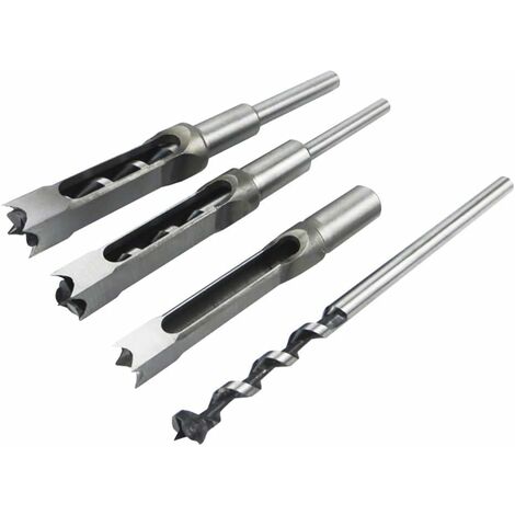 Lot de 4 forets carrés pour le travail du bois, forets à fraiser pour ciseau à bois HSS