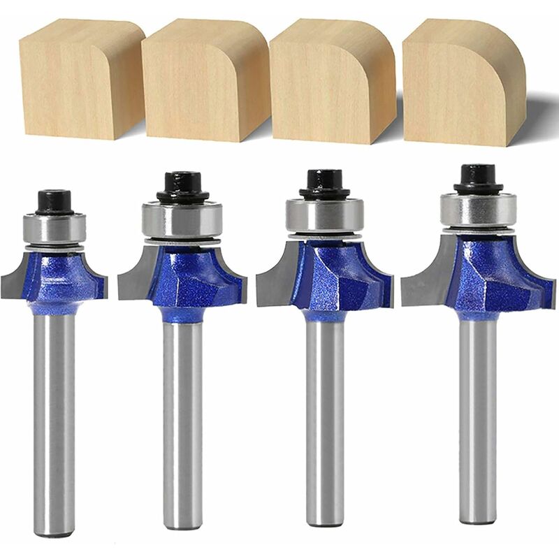 Qersta - Lot de 4 fraises à défoncer rondes avec tige de 6 mm