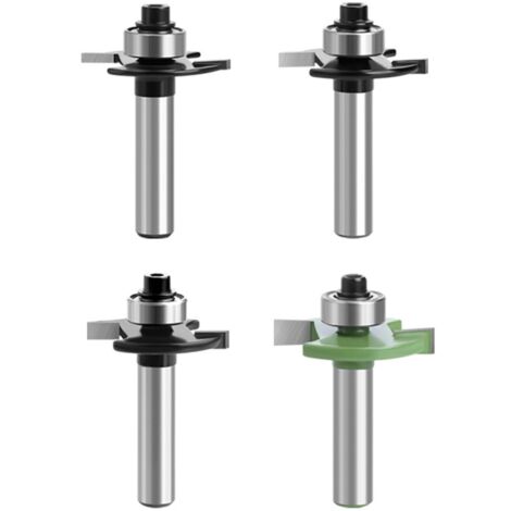 Lot de 4 fraises pour défonceuse à disque pour défonceuse - Tige de 8 mm - 2 mm, 3 mm, 4 mm, 5 mm - Avec roulements à billes - Outils pour le travail du bois, fraise à affleurer pour la coupe du bois