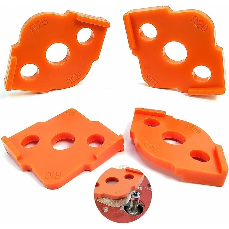 Start - Lot de 4 Gabarit pour Defonceuse a Bois Sur Table. R5 - R40 Gabarit Plan de Decoupe Travail Accessoires de Routage de Rayon D'angle. Gabarit