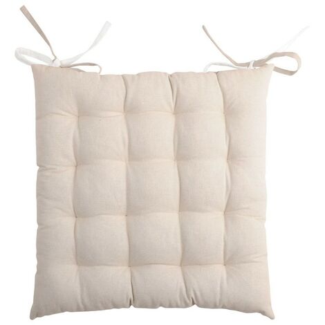 Lot de 4 galettes de chaise 16 points 40x40 Duo écru lin coton