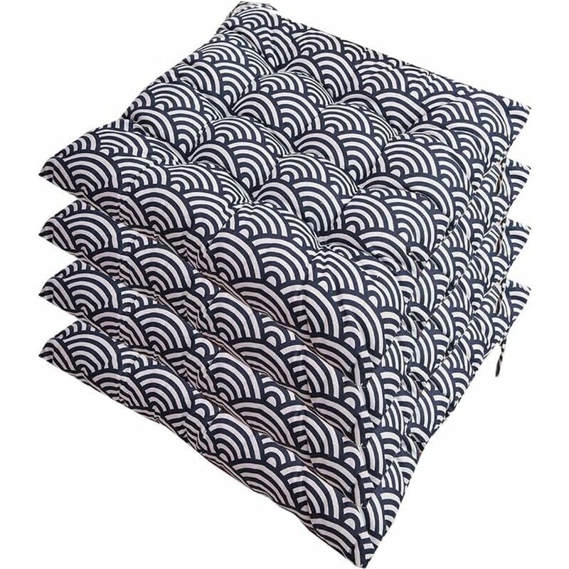 Lot de 4 galettes de Chaise, Coussin de Chaise Souple Rembourré avec Liens Décoration Portable Maison Bureau Multi-Colore,Soft Seat Cushion 40 x 40 cm