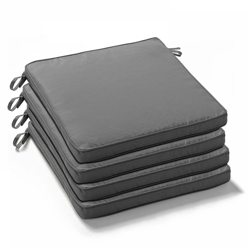 Oviala - Lot de 4 galettes de chaise polyester gris 40x40x3 cm