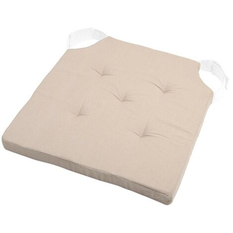 Lot de 4 galettes de chaise Duo velcro 38x38 lin écru
