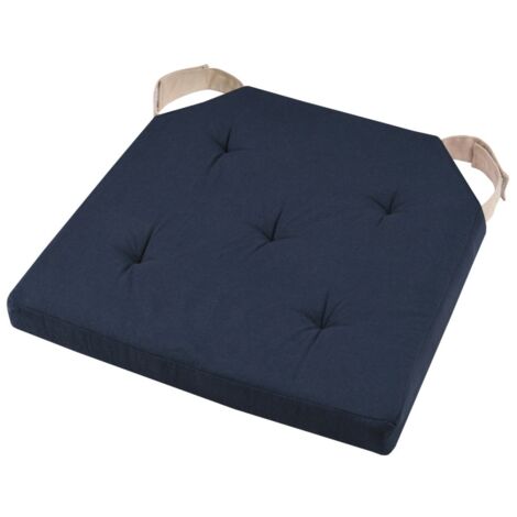 Lot de 4 galettes de chaise Duo velcro 38x38 Marine Lin
