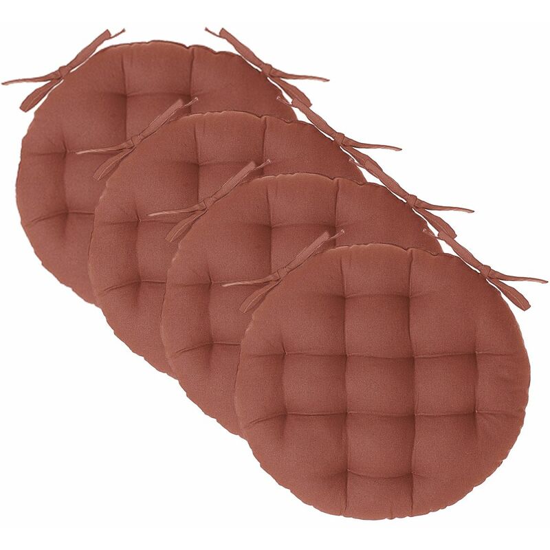 Atmosphera - Lot de 4 Galettes de chaise en Coton Terracotta d 38 cm