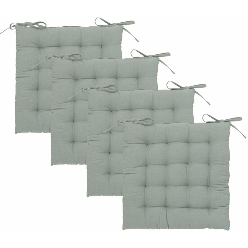 Atmosphera - Lot de 4 Galettes de chaise en Coton Vert Céladon 38 x 38 cm