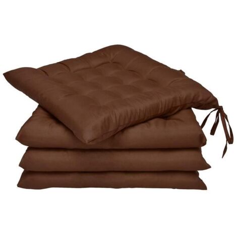 Lot de 4 galettes de Chaise Lea - Confortable et coloré - Idéal pour intérieur et extérieur - 40x40x5 cm - Vert Pomme(MARRON)