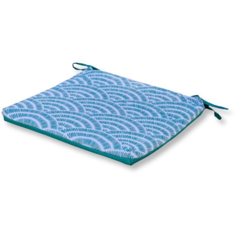 Lot de 4 Galettes de Chaise motif Éventails Verts 35x35 cm