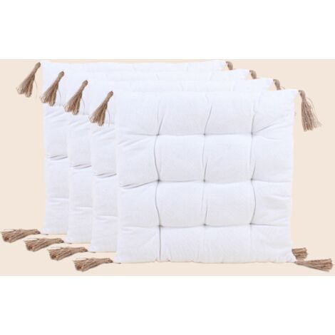 Lot de 4 galettes de chaises blanches 40cm