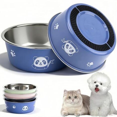 Lot de 4 Gamelles pour Chat en Acier Inoxydable 14 cm, Bols Antidérapants pour Nourriture & Eau, Écuelles Durables pour Chatons et Petits Chiens, 4 Couleurs, Bol Résistant pour Croquettes & Pâtée