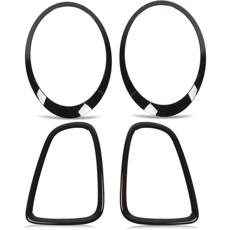 Sjlerst - 2 Phares Avant et 2 Phares Arrière Cadre de Feu Arrière Garnitures de Protection Noir Brillant de Remplacement pour Mini R56 R57 R58 R59 s