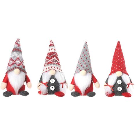 Lot de 4 gnomes de Noël en peluche, cadeaux faits main, poupées suédoises Tomte, comme sur la photo