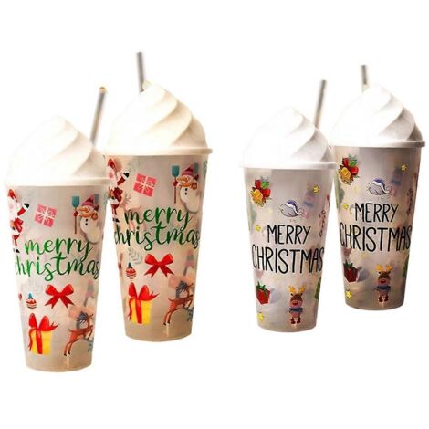 Lot de 4 gobelets transparents de Noël (série Noël), comme illustré