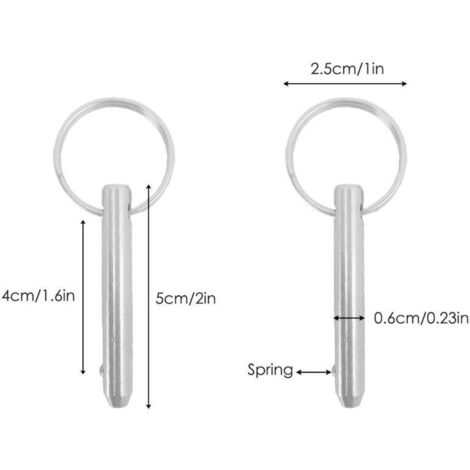 Lot de 4 goupilles à dégagement rapide, diamètre de goupille supérieure de 6,3 mm, longueur totale de 51 mm, longueur effective de 40 mm avec cordons en acier inoxydable 316