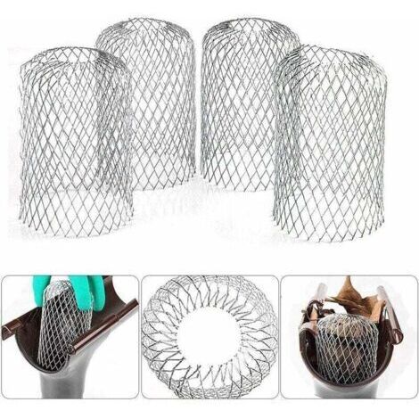 Lot de 4 grilles de filtre en aluminium pour gouttière Protection de gouttière pour gouttière Protection de tuyau de descente