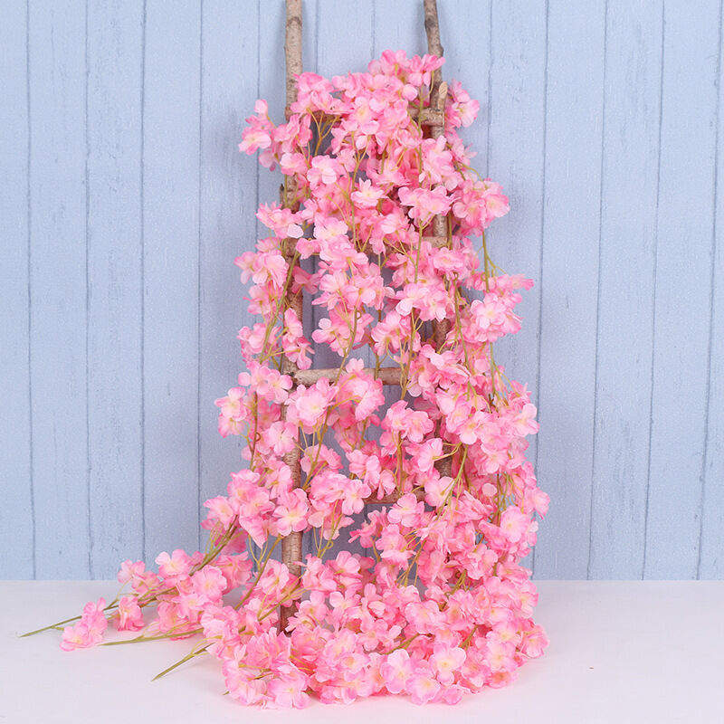 Lot de 4 guirlandes de fleurs de cerisier artificielles de 1,8 m en soie à suspendre pour la maison, un mariage, un jardin, une décoration murale,