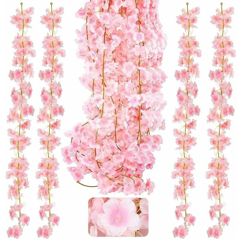 Ahlsen - Lot de 4 guirlandes de fleurs de cerisier artificielles de 1,8 m en soie à suspendre pour la maison, un mariage, un jardin, une décoration