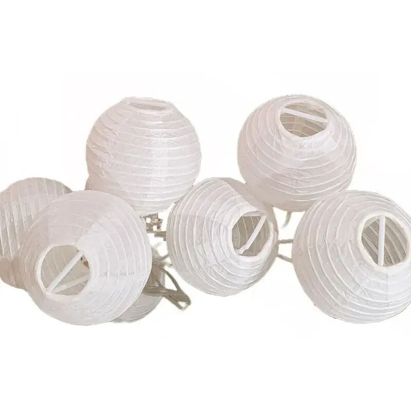 Lot de 4 guirlandes lumineuses blanches en boules de papier 3.10 m