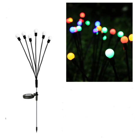 Lot de 4 guirlandes lumineuses solaires d'extérieur, 6 LED, étanches IP65, pour jardin, terrasse, arbustes, décoration (multicolore)