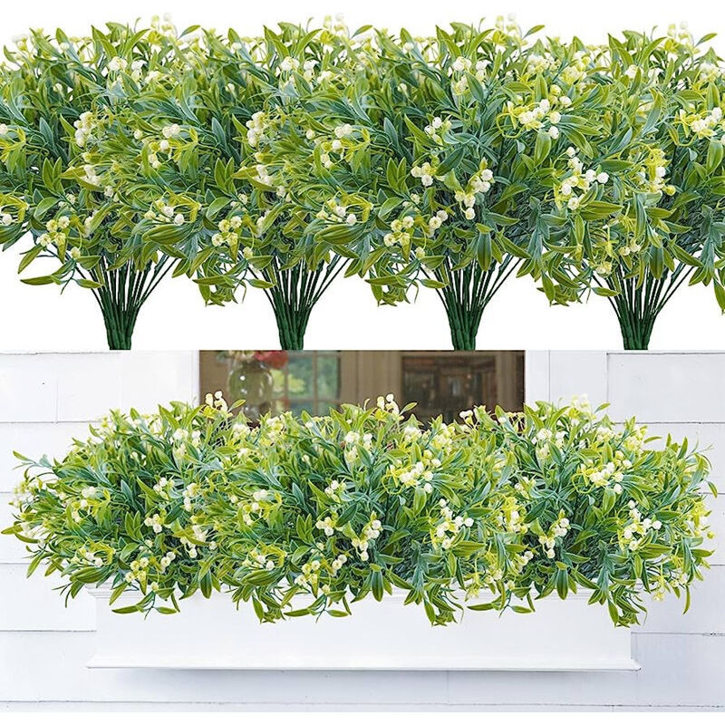 Lot de 8 boutons de fleurs artificiels de gypsophile, décoration de patio et de maison, convient pour les jardins et les porches, blanc