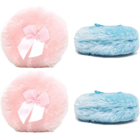 Lot de 4 houppettes : houppette pour le corps, houppette ultra douce pour le visage, houppette ronde.