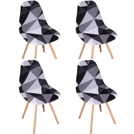 Lot de 4 Housse de Chaise Scandinaves,YSTP Extensible Housse de Chaise de Salle à Manger, Couverture de Chaise sans Accoudoirs, Noir