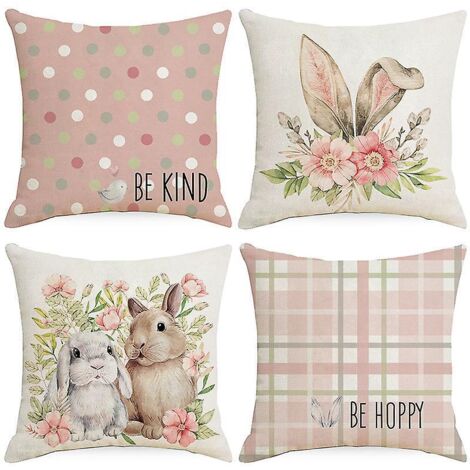 lot De 4 Housse De Coussin, Housse Coussin 45x45cm Housses De Coussin Taie D'oreiller Dcoratif Canap Pour Chambre, Canap, Chaise, Lit,jardin(lapin