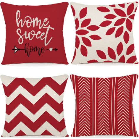 Lot de 4 Housses Coussin 40x40cm Lin Fermeture Invisible Décoratif Salon Jardin