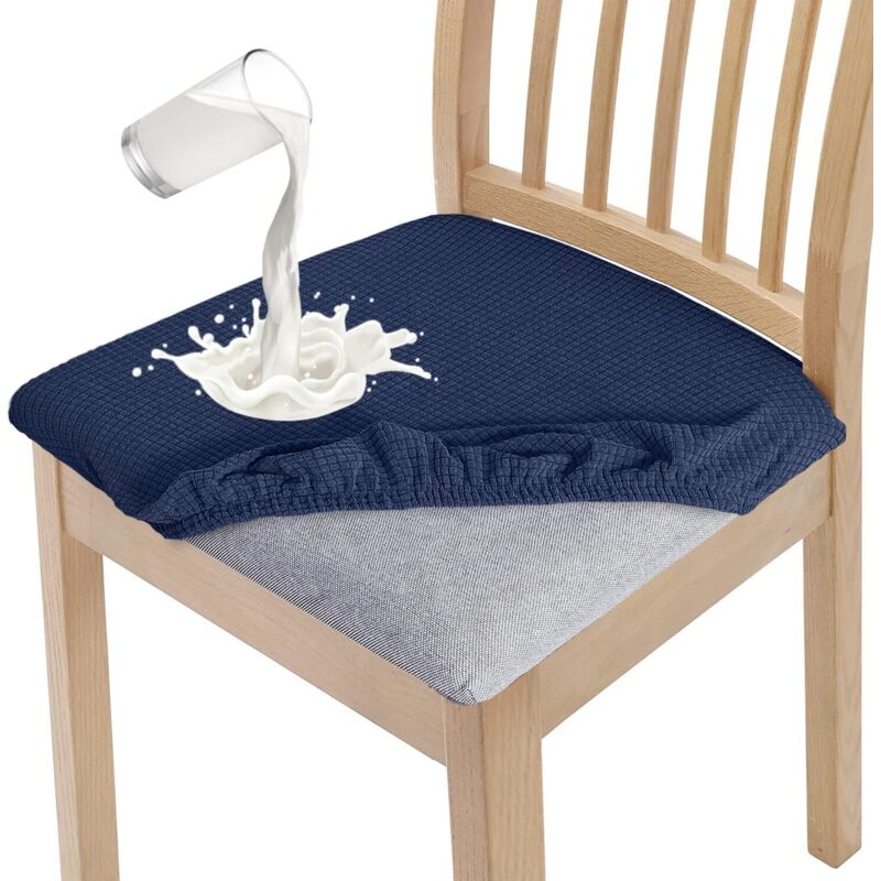 Lot de 4 housses de chaise de salle à manger élégantes et imperméables - Haute élasticité - Protection d'assise lavable - Pour banquet, cuisine,