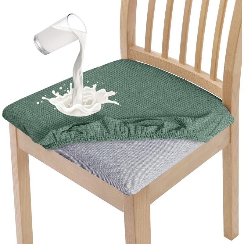 Lot de 4 housses de chaise de salle à manger élégantes et imperméables - Haute élasticité - Protection d'assise lavable - Pour banquet, cuisine,