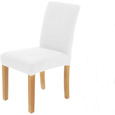 Lot de 4 housses de chaise extensibles – Blanc – Amovibles et lavables