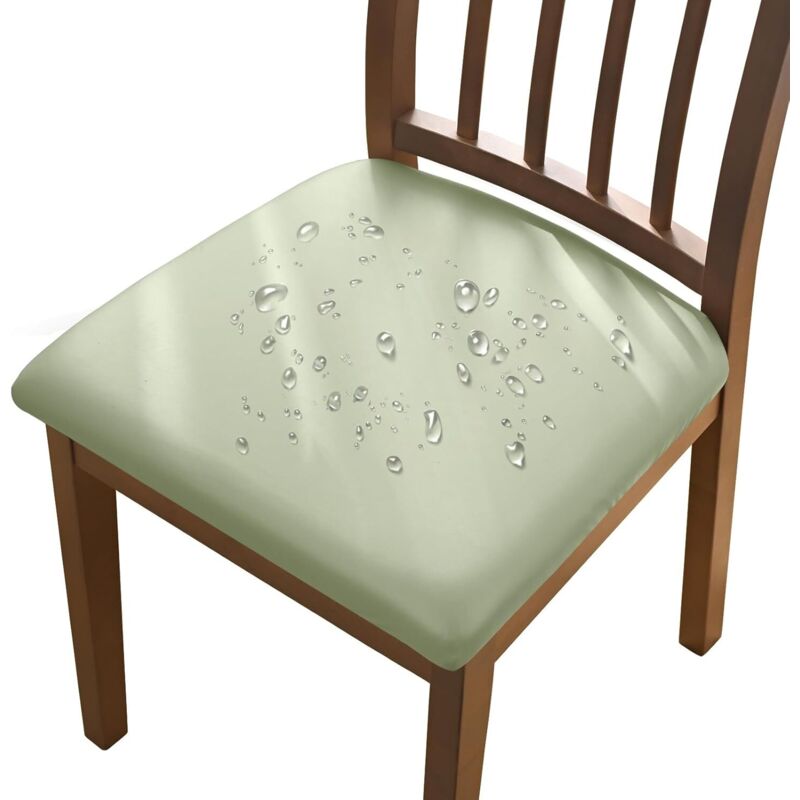 Lot de 4 housses de chaise vert clair, 36-48 cm, housses de chaise amovibles en similicuir imperméable avec boucles, adaptées aux chaises de salle à