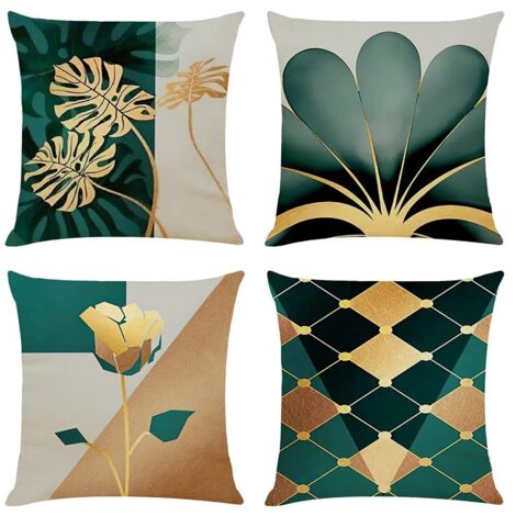 Lot de 4 housses de coussin 45x45 cm, housse de coussin décorative Ginkgo