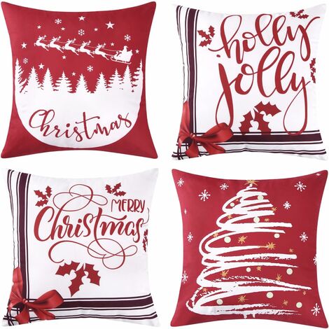 Housses de coussin Noel brodé sapin 3D 