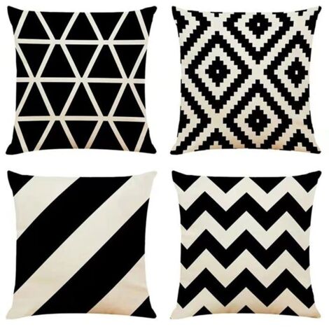 Lot de 4 housses de coussin géométriques, housse de coussin carrée 40 x 40 cm