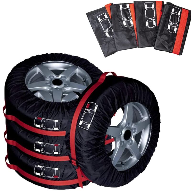 Lot de 4 Housses de pneus 16-20 inch Housse Roue de Secours Pneu de Rechange Universelle Coque Couvre-pneus Imperméable Anti-poussière Housses de