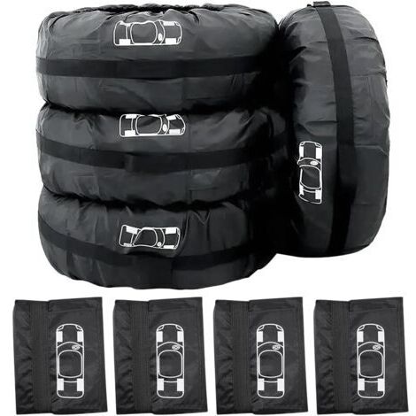 Lot de 4 Housses de Pneus 19-23 Pouces, Housses de Protection pour Pneus, Imperméable Anti-poussière Housses de Protection de Roue de Voiture pour Un Transport et Un Stockage Propres (Ø80cm)