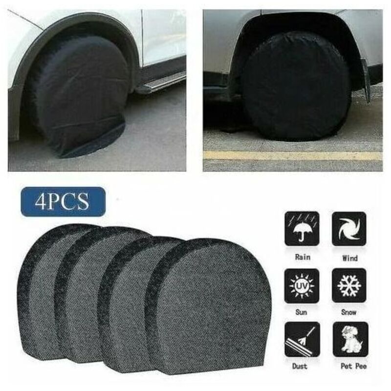 Euritecsa - Lot de 4 housses de pneus étanches pour roue de secours, remorque, camping-car, protection anti-corrosion pour pneus, noir l