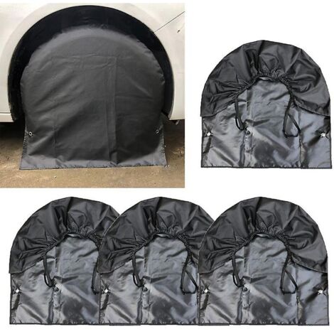 Lot de 4 housses de roue de secours noires et étanches pour remorque et camping-car - Protection anticorrosion