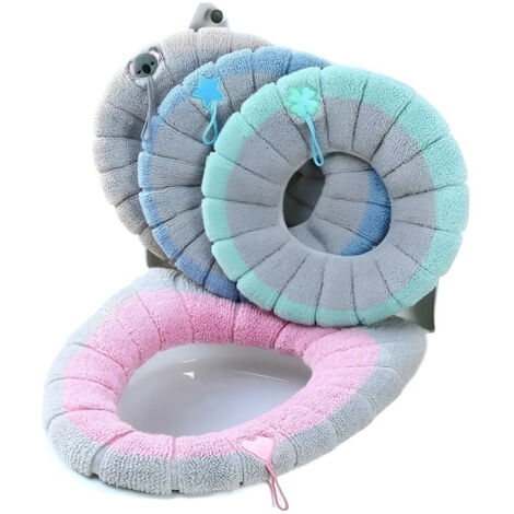 Lot de 4 housses de sige de toilette lavables et chaudes pour salle de bain