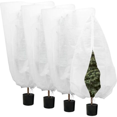 Lot de 4 housses hivernales pour plantes extérieur 100x120 cm, avec cordon et zip, réutilisables