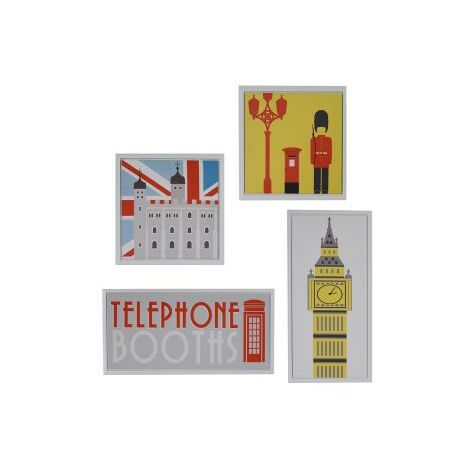 Lot de 4 imprimés london blancscm30x60x2,5 + cm30x30x2,5
