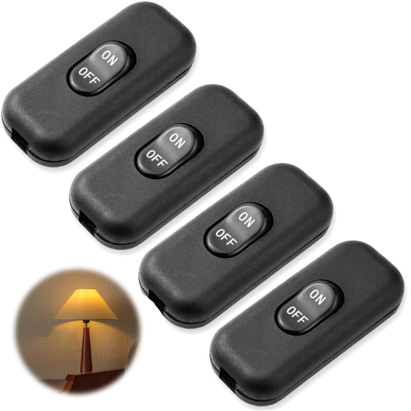Lot de 4 Interrupteur Bipolaire, 6A 250V Interrupteur Lampe de Chevet
