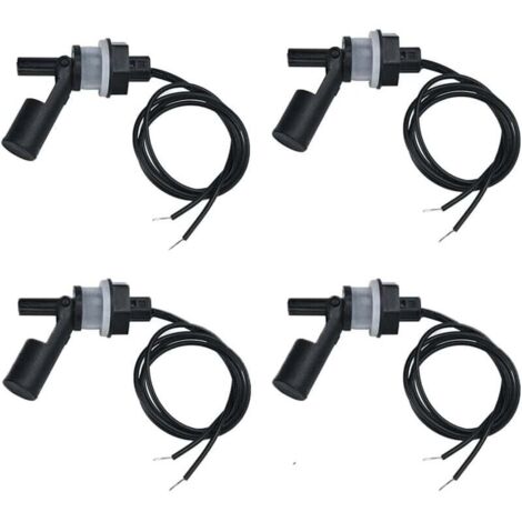 Lot de 4 interrupteurs à flotteur à montage latéral, interrupteur à flotteur horizontal en plastique, capteur de niveau d'eau, interrupteur à flotteur avec fil de 40 cm pour piscine d'aquarium (basse