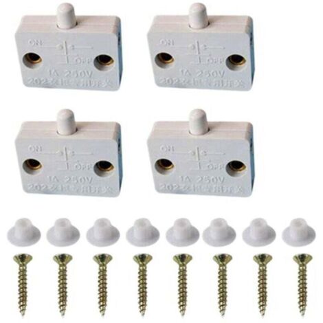 Lot de 4 interrupteurs pour portes d'armoires, tiroirs, lampes, ouverture et fermeture, compatibles avec 12 V, 24 V, 110 V, blanc